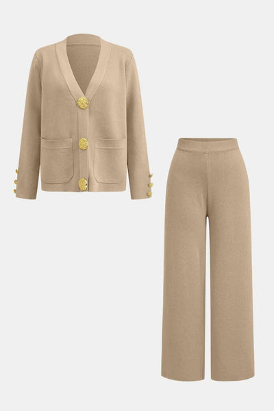 Giorgia - Knit Cardigan & Wide-Leg Pants Set