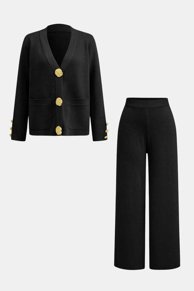 Giorgia - Knit Cardigan & Wide-Leg Pants Set