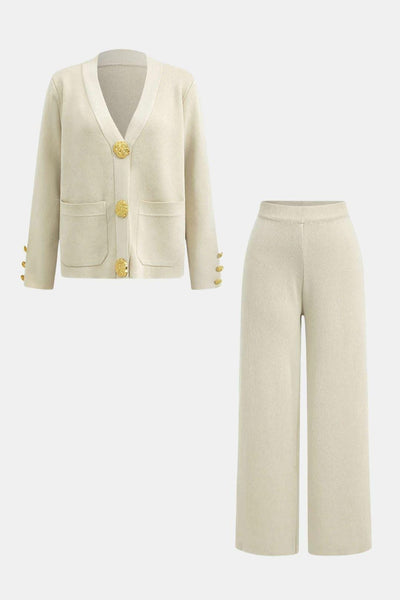 Giorgia - Knit Cardigan & Wide-Leg Pants Set