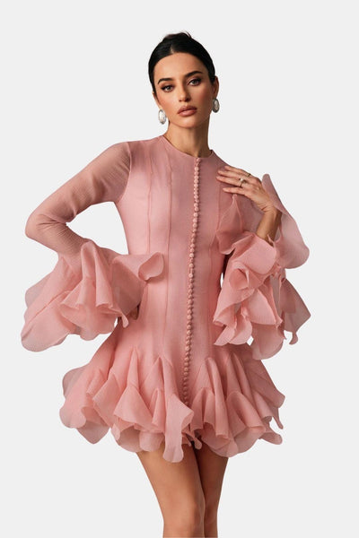 Guila - Sheer Flared Mini Dress