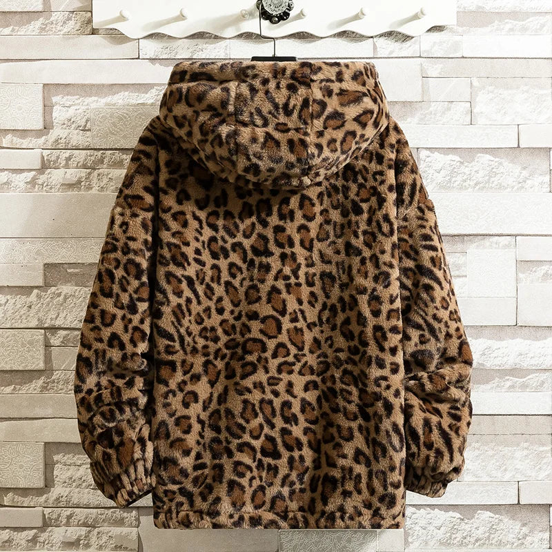 Leopard Faux Fur Jacket | Oversized Hooded | Bold and Warm