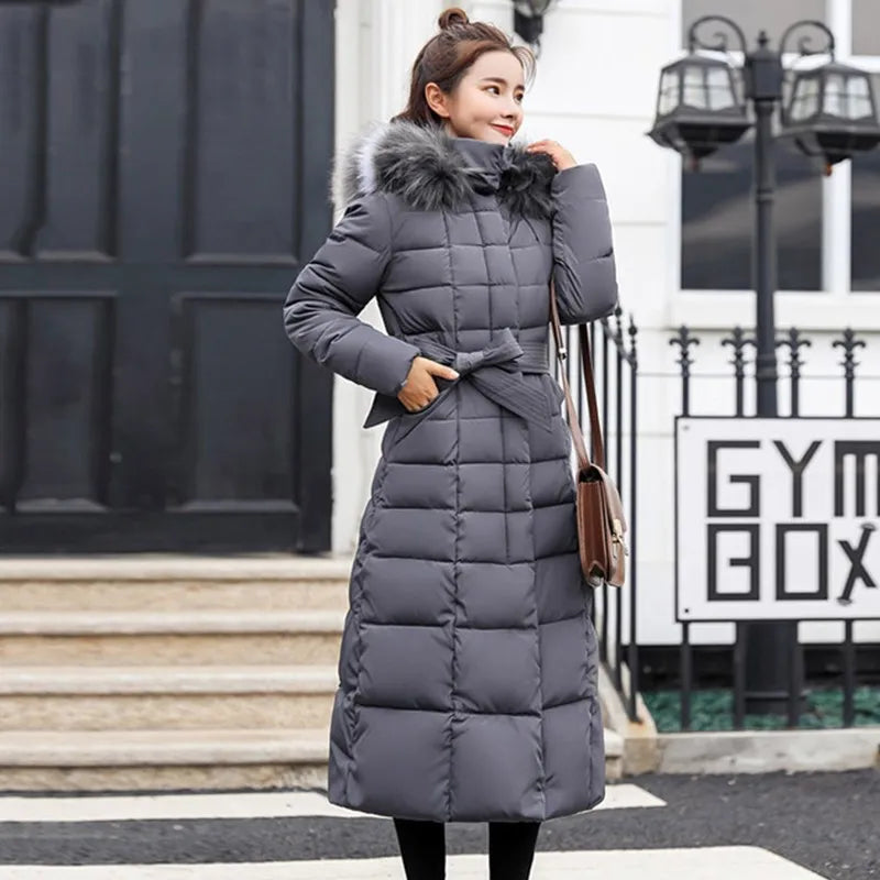 Longline Hooded Puffer Coat | Faux Fur Trim | Winter Warmth