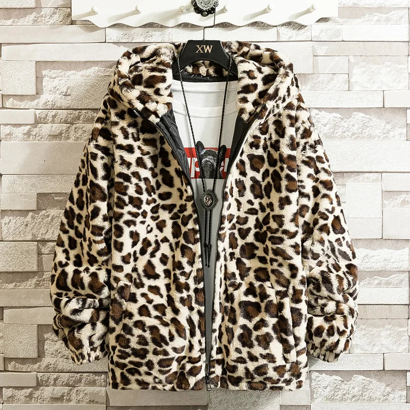 Leopard Faux Fur Jacket | Oversized Hooded | Bold and Warm