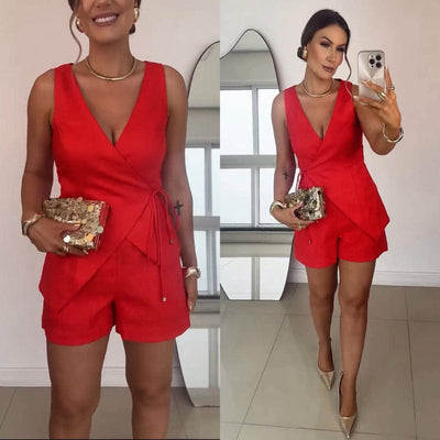 Halto - Wrap-Style Romper in White