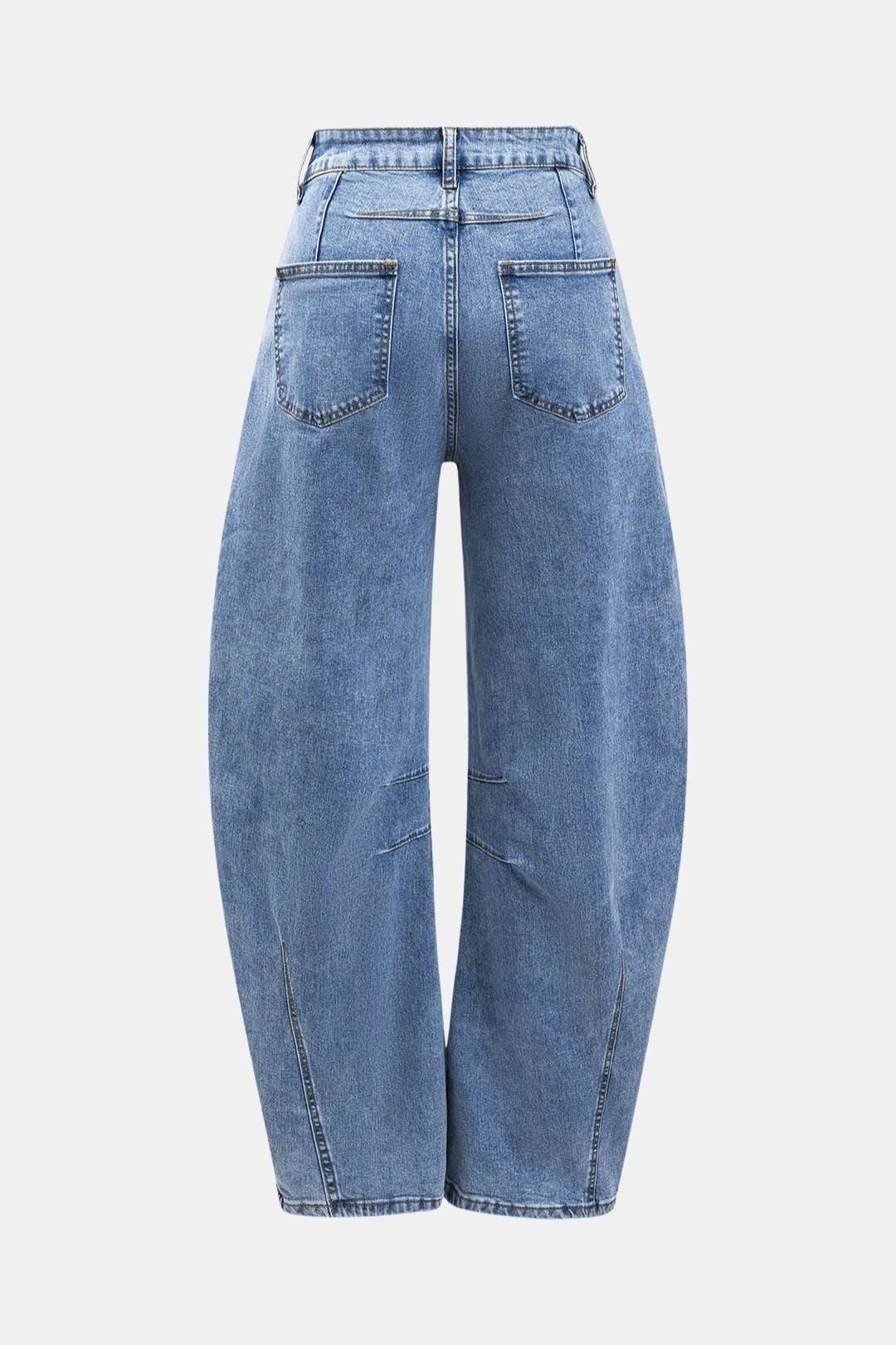Harper – Denim Button Pocket Wide Leg Barrel Jeans