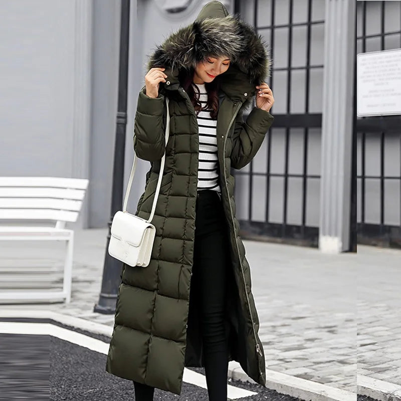 Longline Hooded Puffer Coat | Faux Fur Trim | Winter Warmth