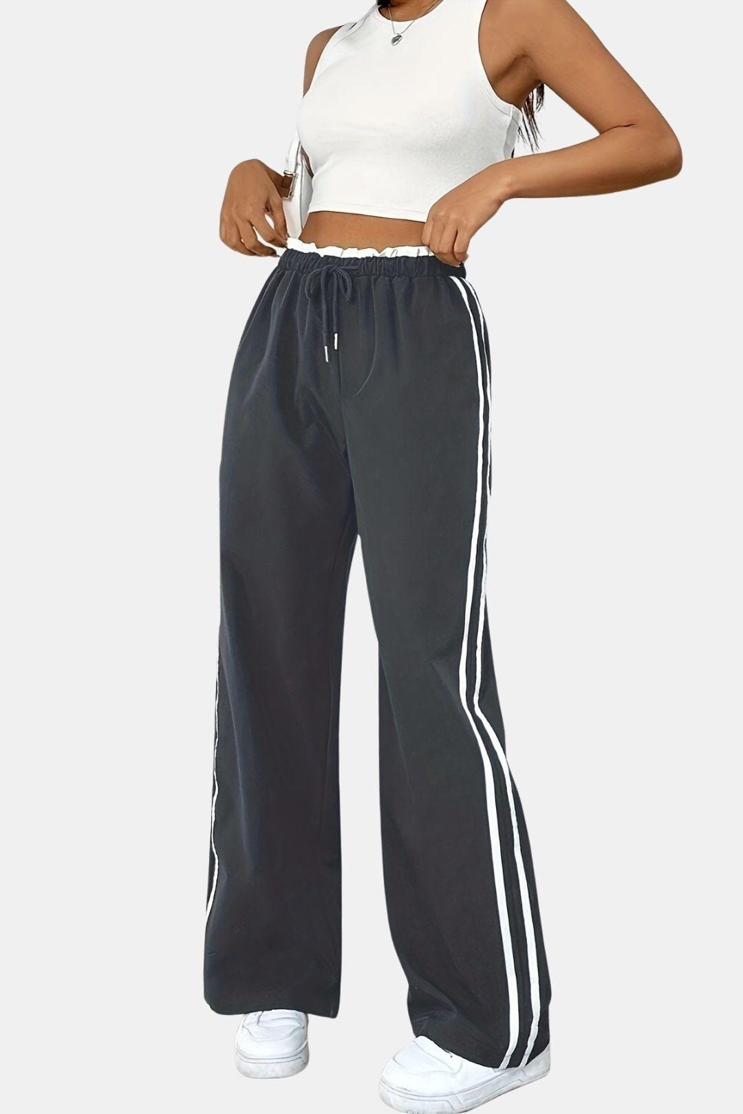 Iris – Elegant Straight Trousers with Side Stripes