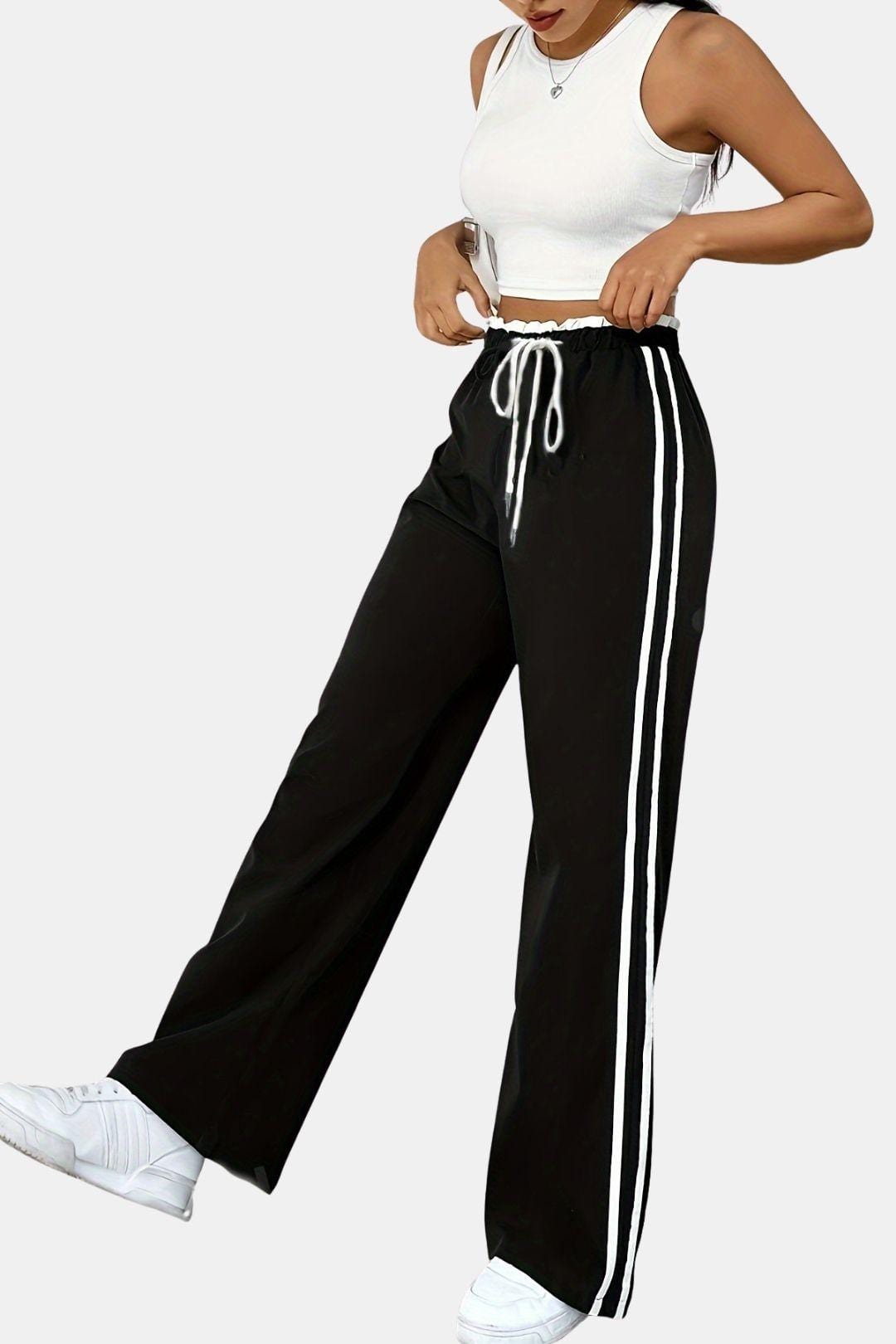 Iris – Elegant Straight Trousers with Side Stripes