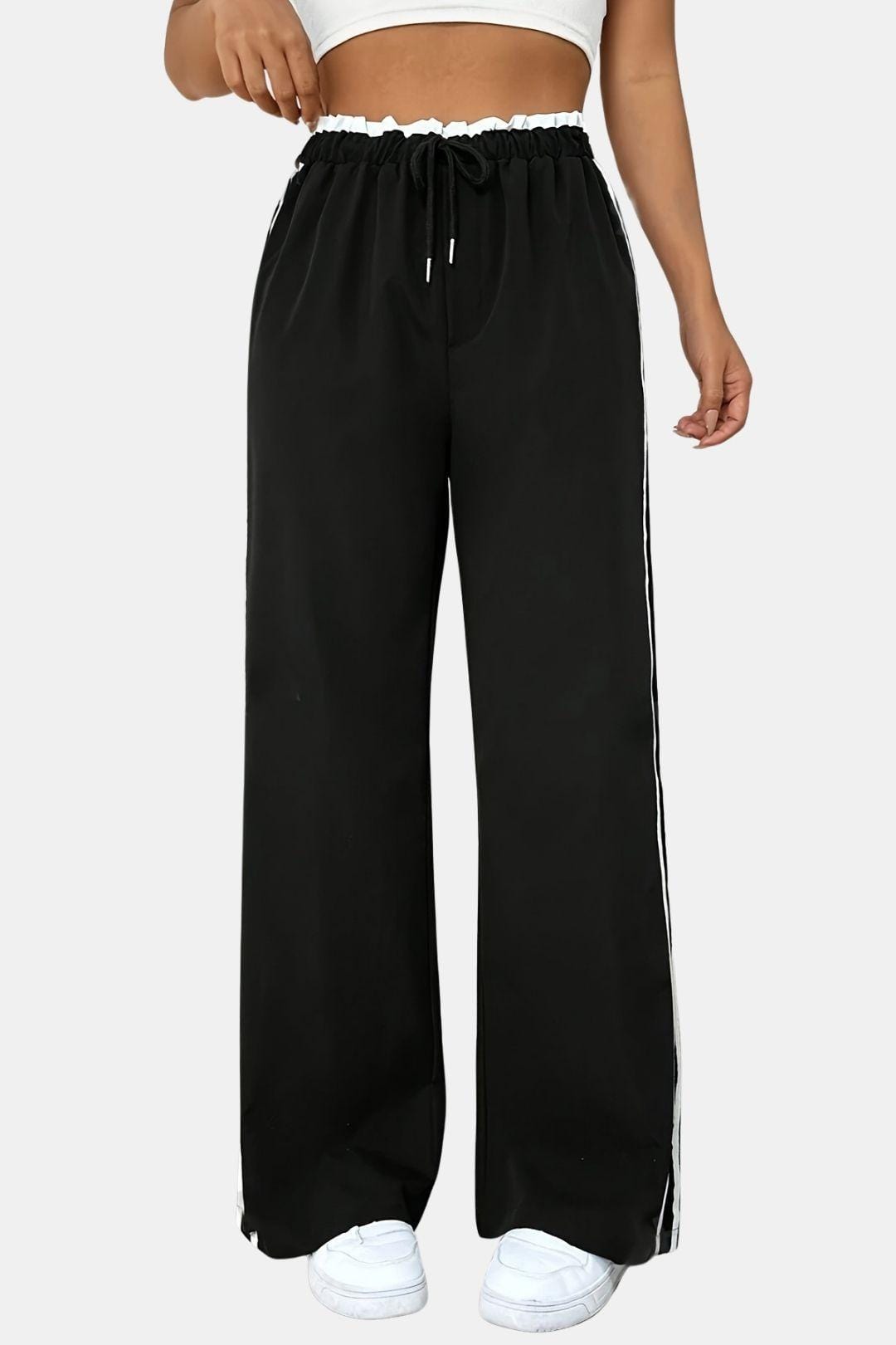 Iris – Elegant Straight Trousers with Side Stripes