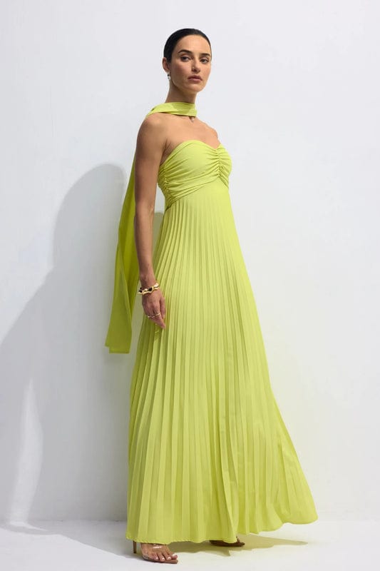 Jasien - Strapless Pleated Maxi Dress in Yellow