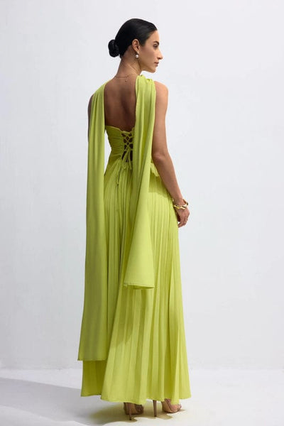 Jasien - Strapless Pleated Maxi Dress in Yellow