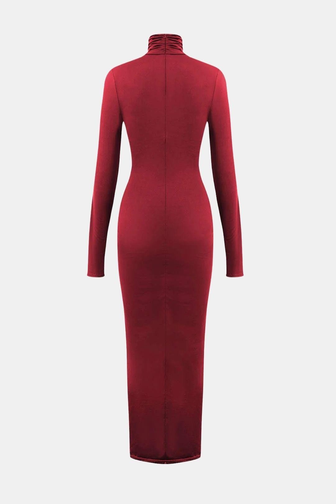 Josephine – Wrap Ruched High Neck Maxi Dress