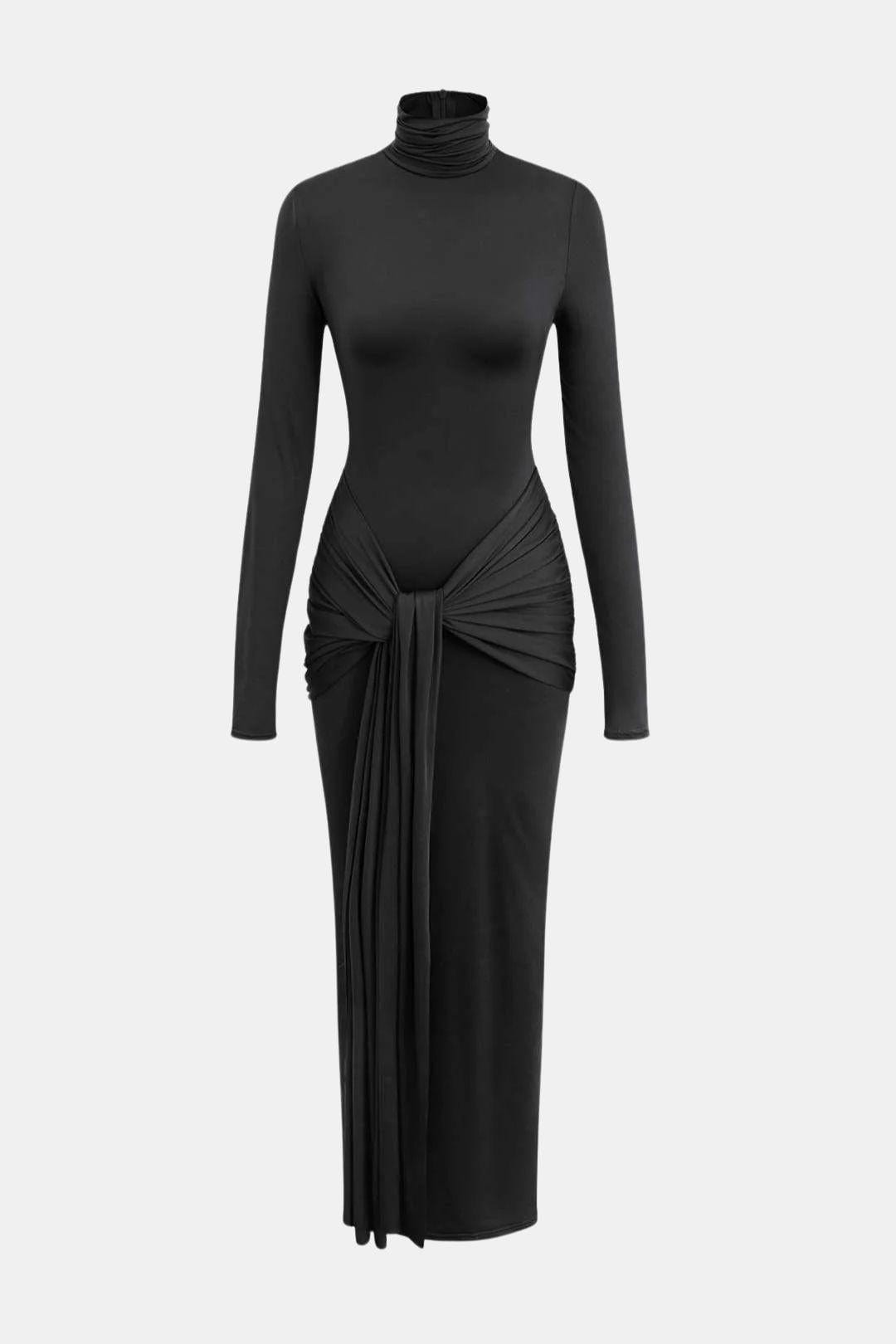 Josephine – Wrap Ruched High Neck Maxi Dress