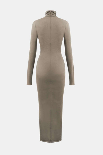 Josephine – Wrap Ruched High Neck Maxi Dress