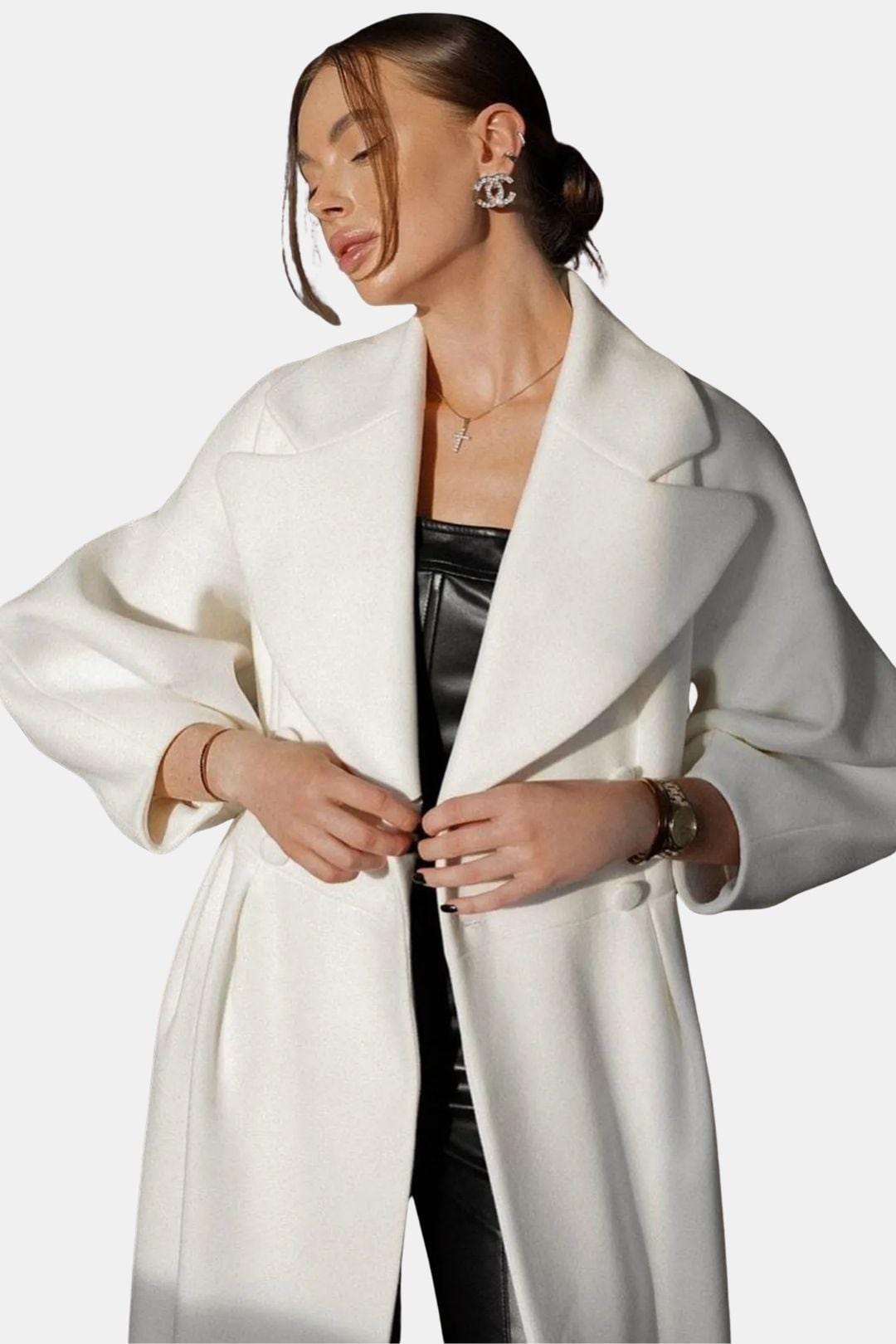 Josie – Double-Breasted Lantern Sleeve Maxi Coat