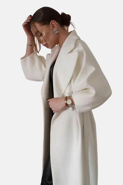Josie – Double-Breasted Lantern Sleeve Maxi Coat