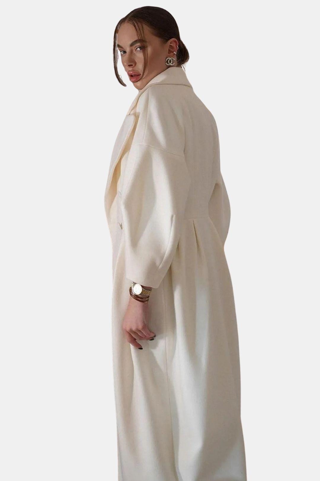 Josie – Double-Breasted Lantern Sleeve Maxi Coat