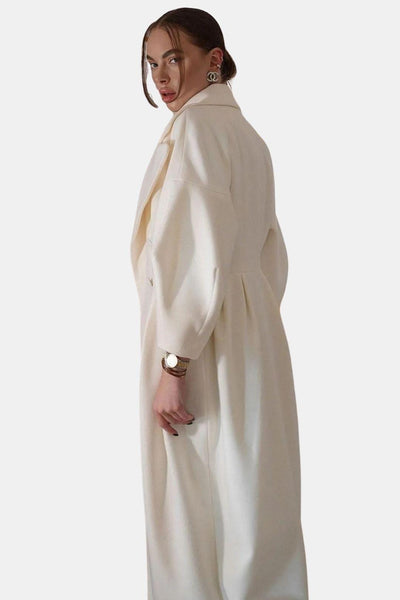Josie – Double-Breasted Lantern Sleeve Maxi Coat