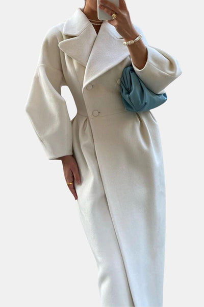 Josie – Double-Breasted Lantern Sleeve Maxi Coat
