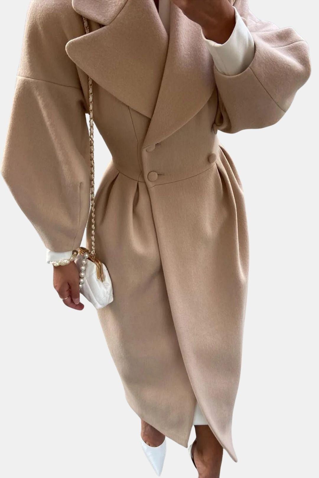 Josie – Double-Breasted Lantern Sleeve Maxi Coat