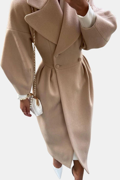 Josie – Double-Breasted Lantern Sleeve Maxi Coat