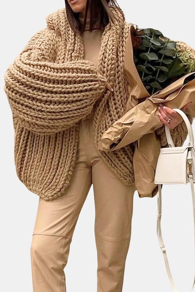 Journee – Long Sleeve Chunky Knit Hooded Cardigan