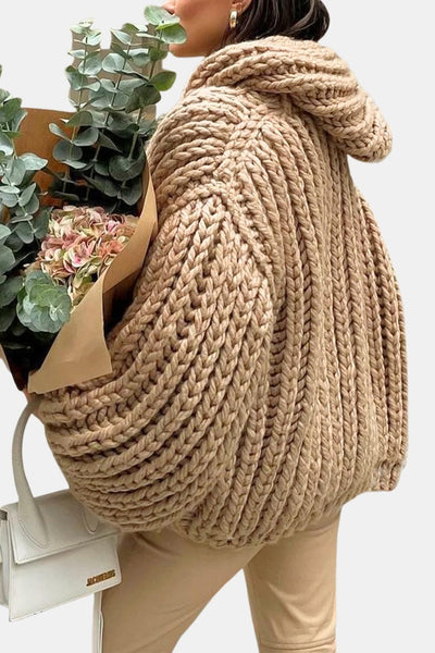 Journee – Long Sleeve Chunky Knit Hooded Cardigan