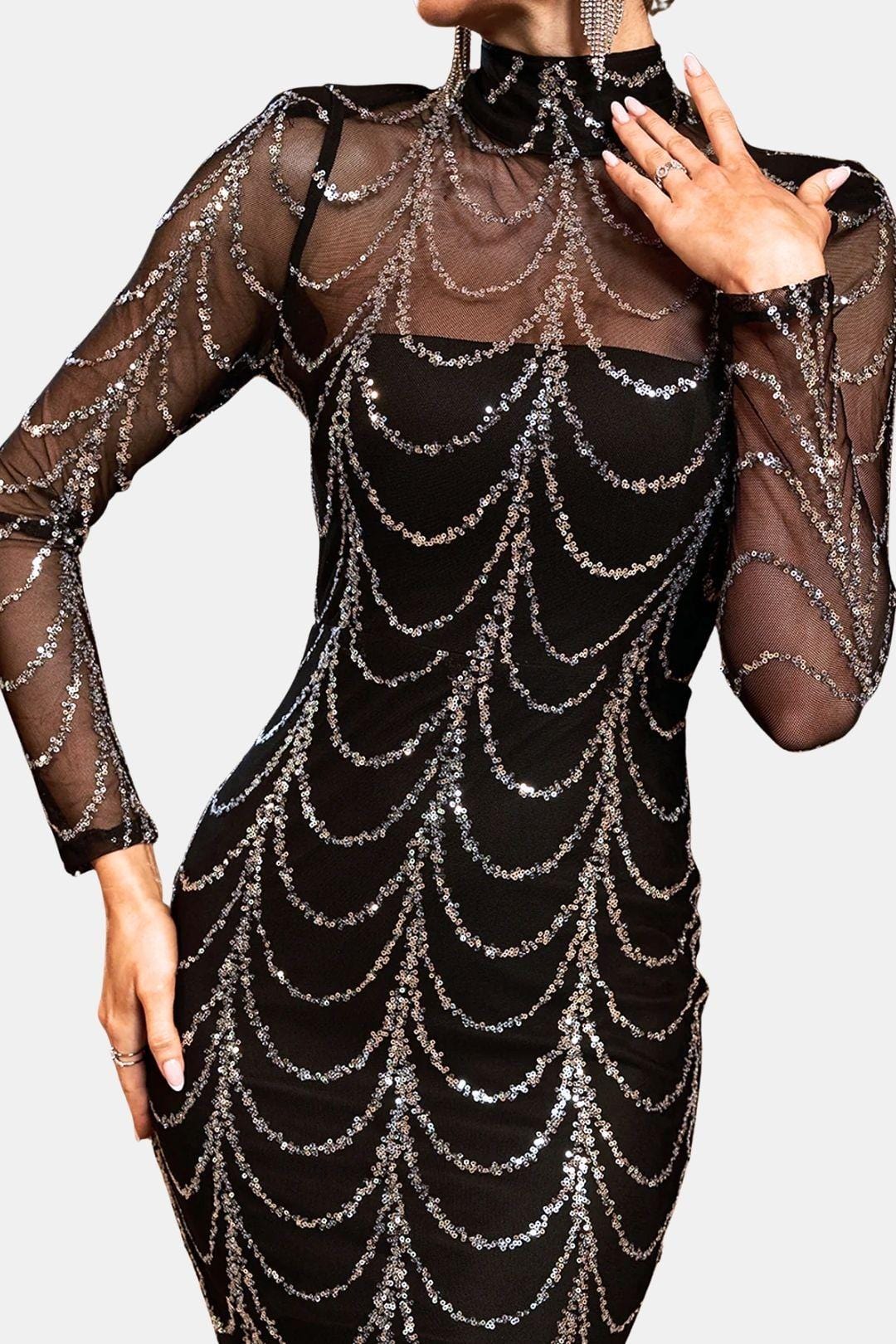 Joyce - See-through Ripple Cocktail Dress