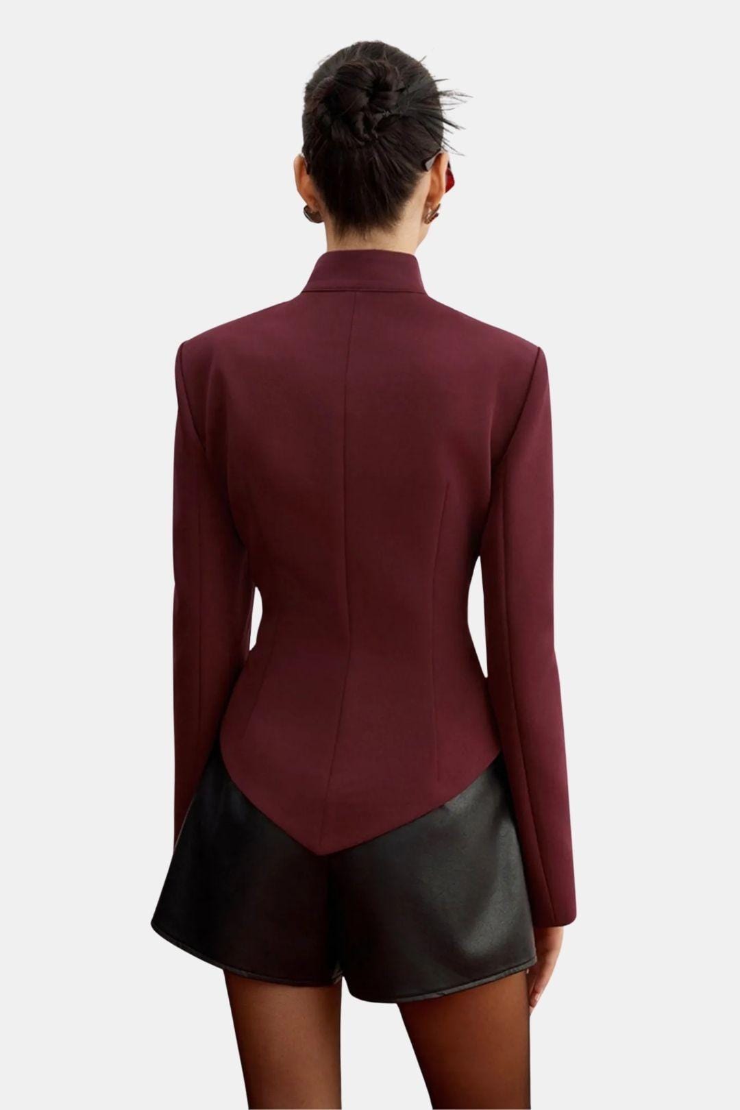 Kai – Stand Collar Cut-Out Blazer with Rose Buttons