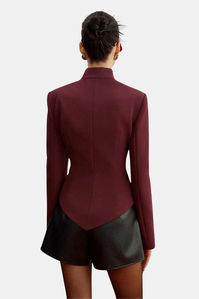 Kai – Stand Collar Cut-Out Blazer with Rose Buttons