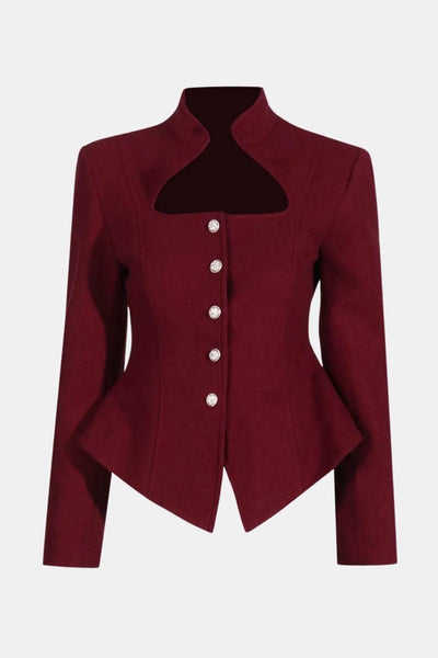 Kai – Stand Collar Cut-Out Blazer with Rose Buttons