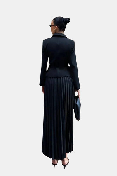 Karina – Belted Blazer and Pleated Skirt Set