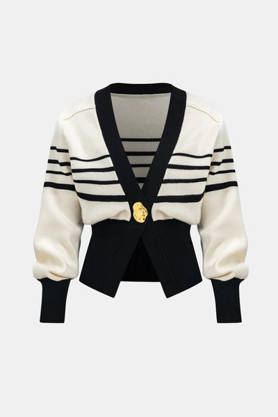 Kylie – Contrast Knit Metallic Button Cardigan