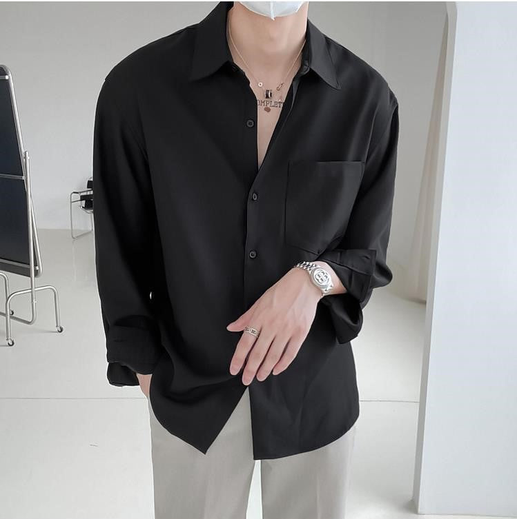 Long-Sleeve Button-Up Shirt | Relaxed Fit | Minimalist Design