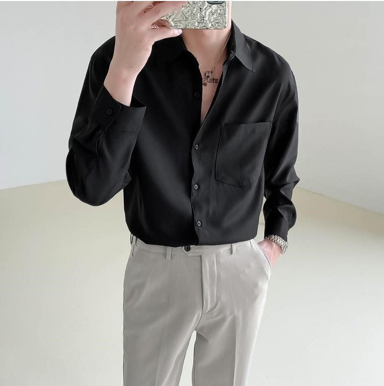 Long-Sleeve Button-Up Shirt | Relaxed Fit | Minimalist Design