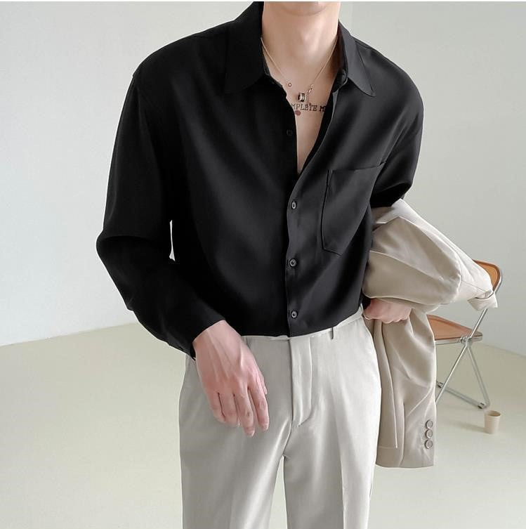 Long-Sleeve Button-Up Shirt | Relaxed Fit | Minimalist Design