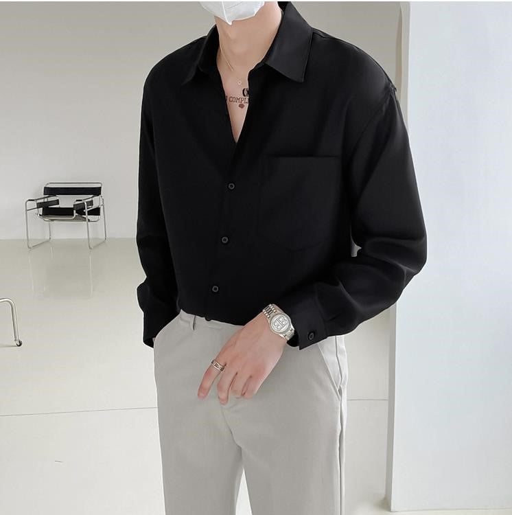 Long-Sleeve Button-Up Shirt | Relaxed Fit | Minimalist Design