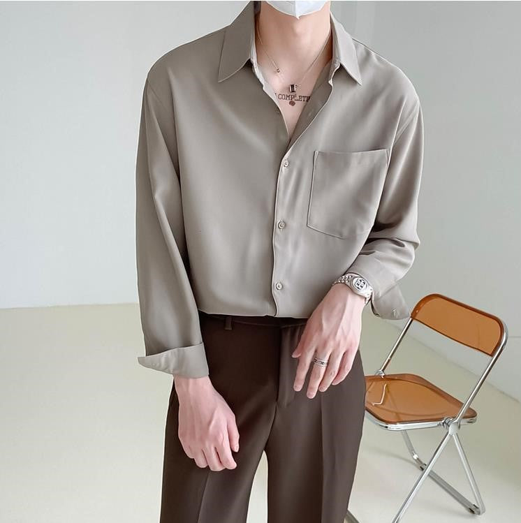 Long-Sleeve Button-Up Shirt | Relaxed Fit | Minimalist Design