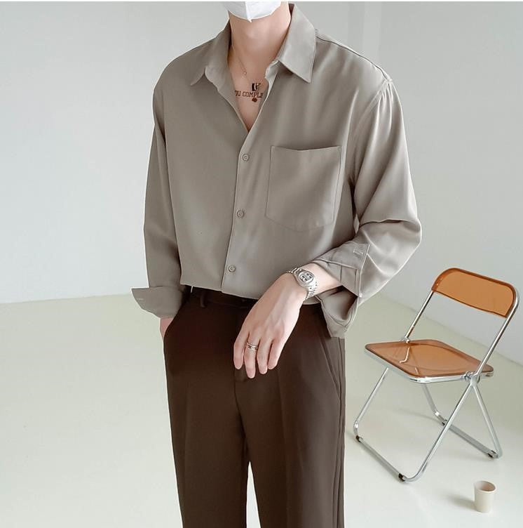 Long-Sleeve Button-Up Shirt | Relaxed Fit | Minimalist Design