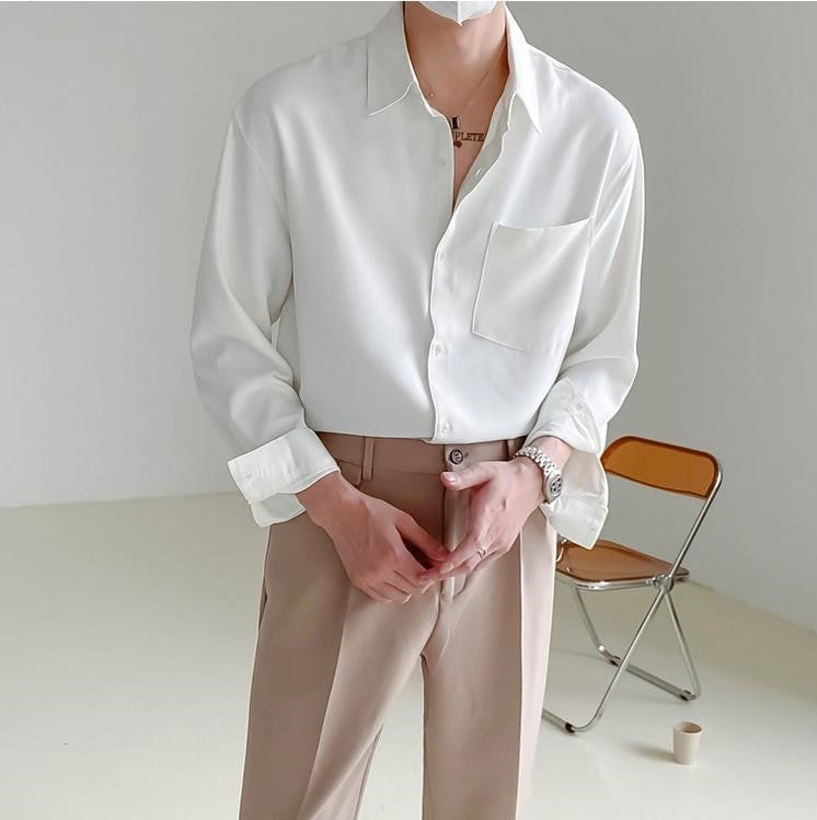 Long-Sleeve Button-Up Shirt | Relaxed Fit | Minimalist Design