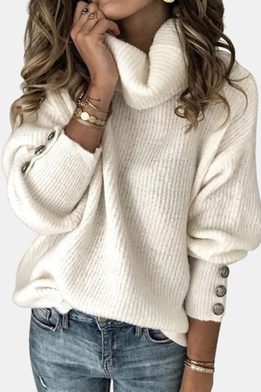 Laney – Turtleneck Sweater with Button Details