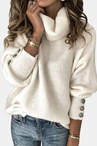 Laney – Turtleneck Sweater with Button Details