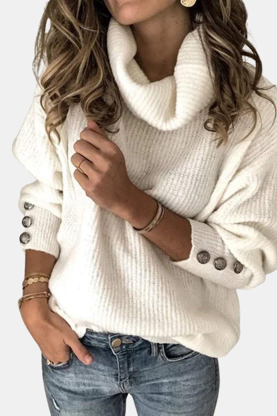 Laney – Turtleneck Sweater with Button Details