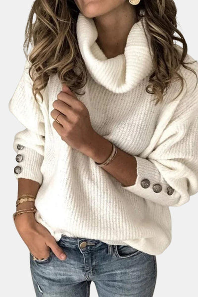Laney – Turtleneck Sweater with Button Details