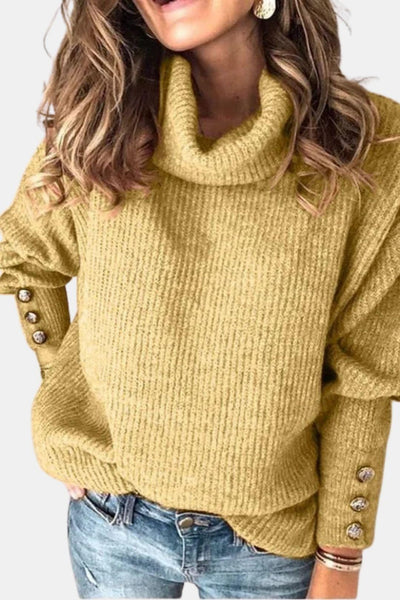 Laney – Turtleneck Sweater with Button Details