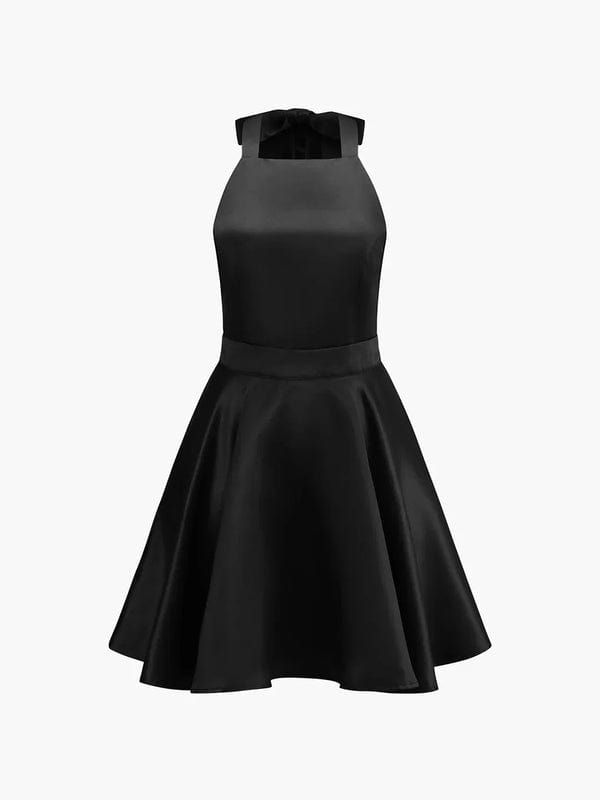 Leila – Flared Skirt Mini Dress in Black