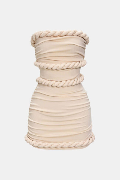 Leni – Twist Knot Strapless Sleeveless Mini Dress