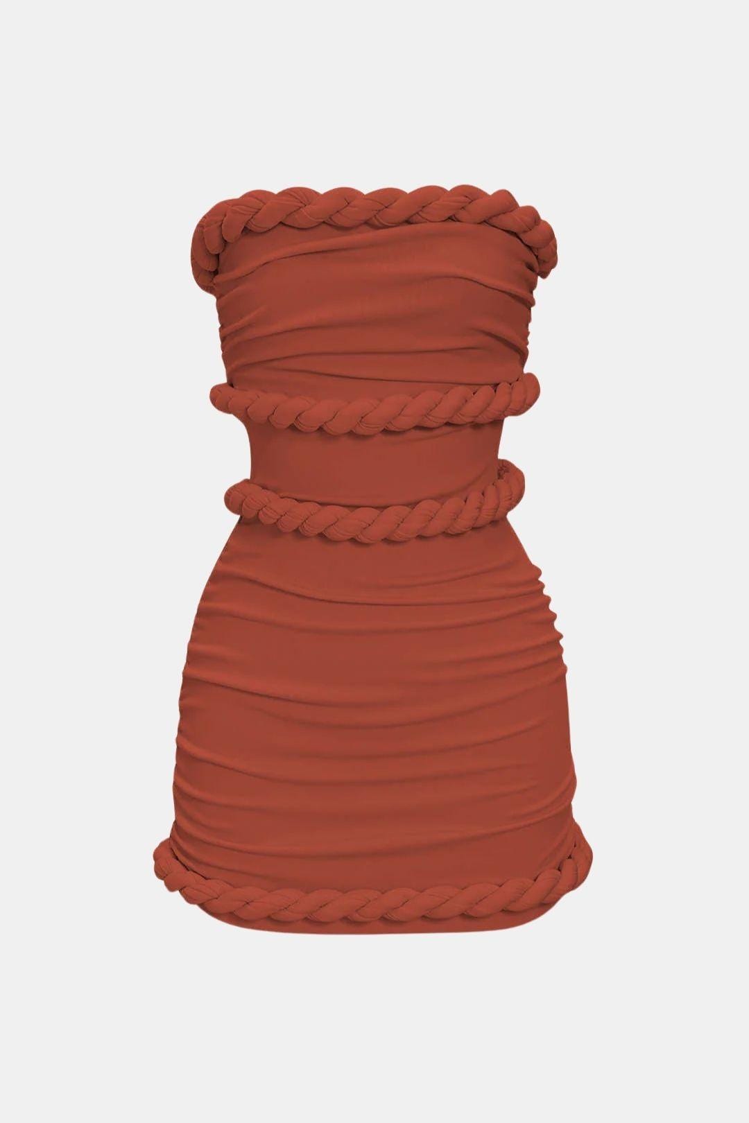 Leni – Twist Knot Strapless Sleeveless Mini Dress