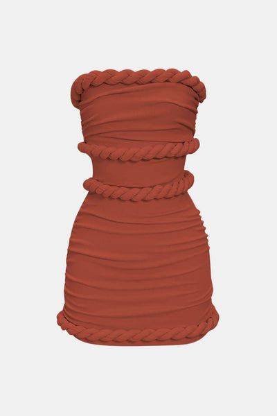 Leni – Twist Knot Strapless Sleeveless Mini Dress