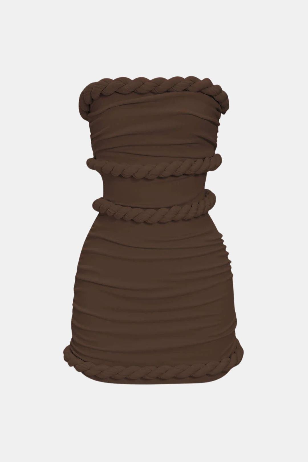 Leni – Twist Knot Strapless Sleeveless Mini Dress